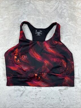 Xersion Black and Red Swirl Racerback Sports Bra
